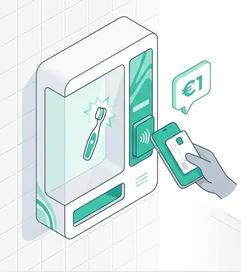 Visitor tapping to pay at dispenser