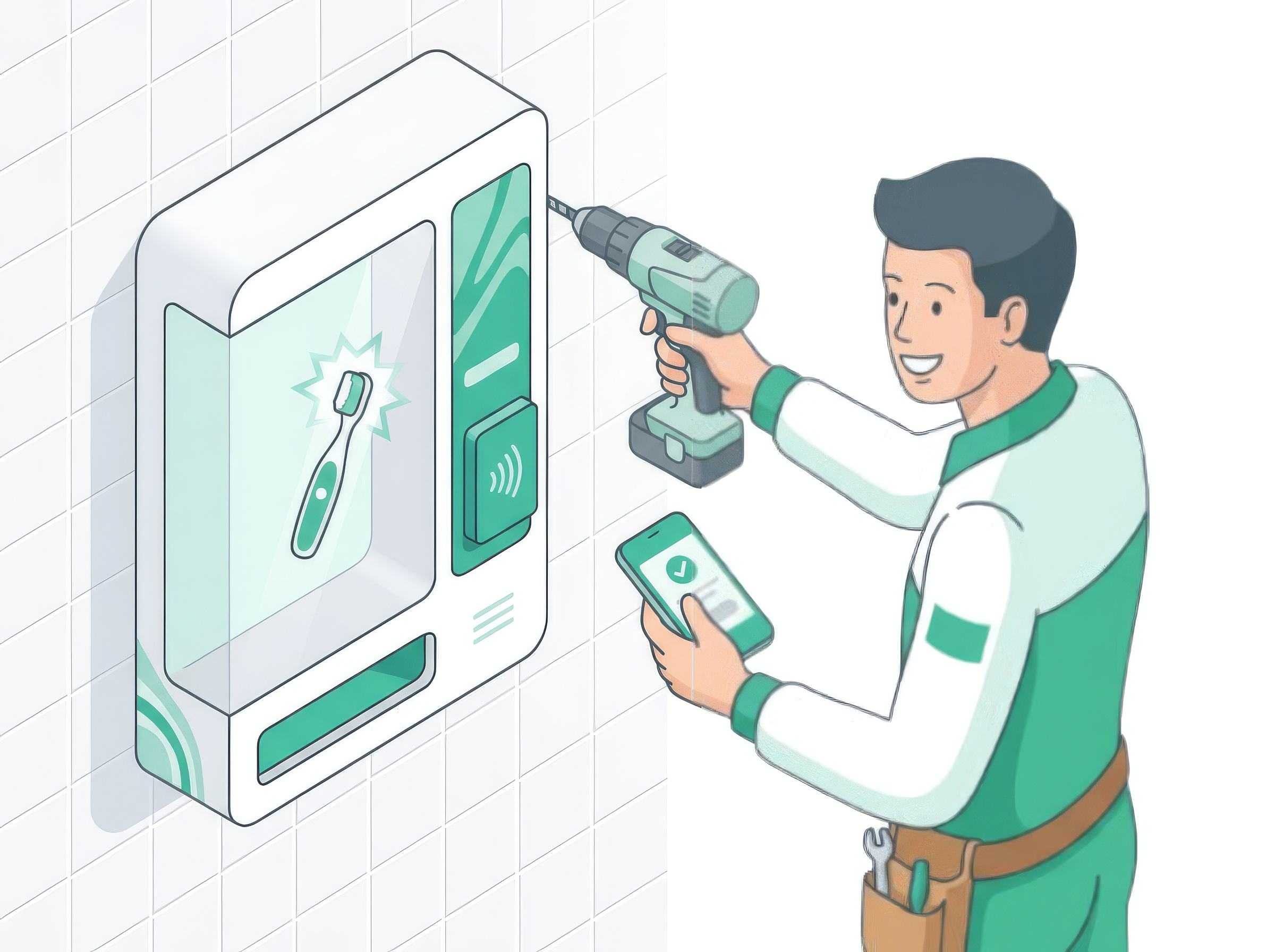 Technician installing FreshMoment dispenser